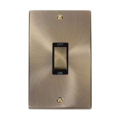 Click Deco VPAB502BK 45A 2 Gang (Vertical) DP Plate Switch Antique Brass