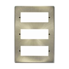 Click Deco VPAB518 3 Tier MiniGrid Unfurnished Plate - 18 Apertures Antique Brass