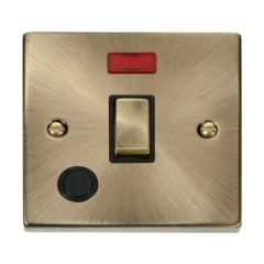 Click Deco VPAB523BK 20A DP Plate Switch With Optional Flex Outlet With Neon Antique Brass