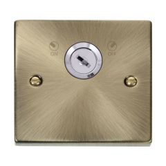 Click Deco VPAB660 20A DP 1 Gang Plate Key Lockable Switch Antique Brass