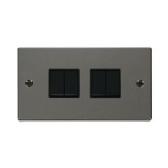 Click Deco VPBN019BK 10AX 4 Gang 2 Way Plate Switch Black Nickel