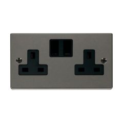 Click Deco VPBN036BK 13A 2 Gang DP Switched Socket Outlet Black Nickel