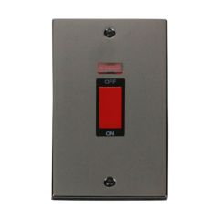 Click Deco VPBN203BK 45A 2 Gang (Vertical) DP Plate Switch With Neon Black Nickel