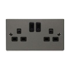 Click Deco VPBN30536BK 13A 2 Gang Zigbee Smart Switched Socket Outlet Black Nickel