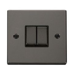 Click Deco VPBN412BK 10AX 2 Gang 2 Way Plate Switch Black Nickel