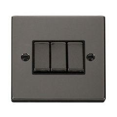 Click Deco VPBN413BK 10AX 3 Gang 2 Way Plate Switch Black Nickel