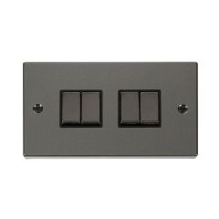 Click Deco VPBN414BK 10AX 4 Gang 2 Way Plate Switch Black Nickel
