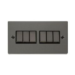 Click Deco VPBN416BK 10AX 6 Gang 2 Way Plate Switch Black Nickel