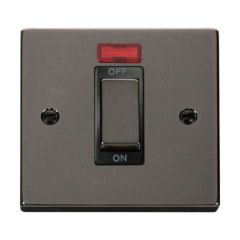 Click Deco VPBN501BK 45A 1 Gang DP Plate Switch With Neon Black Nickel