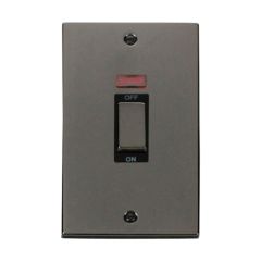 Click Deco VPBN503BK 45A 2 Gang (Vertical) DP Plate Switch With Neon Black Nickel