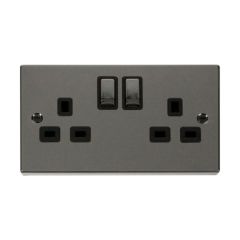 Click Deco VPBN536BK 13A 2 Gang DP Switched Socket Outlet Black Nickel