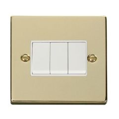 Click Deco VPBR013WH 10AX 3 Gang 2 Way Plate Switch Brass