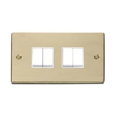 Click Deco VPBR019WH 10AX 4 Gang 2 Way Plate Switch Brass