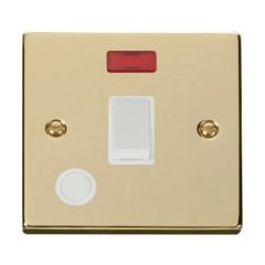 Click Deco VPBR023WH 20A DP Plate Switch With Neon & Optional Flex Outlet Brass