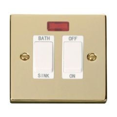 Click Deco VPBR024WH 20A DP Sink/Bath Plate Switch With Neon Brass