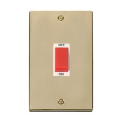 Click Deco VPBR202WH 45A 2 Gang (Vertical) DP Plate Switch Brass