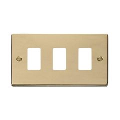 Click Deco VPBR20403 3 Gang GridPro Frontplate Brass