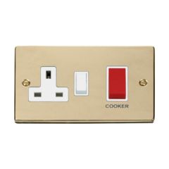 Click Deco VPBR204WH 45A 2 Gang DP Switch With 13A DP Switched Socket Outlet Brass