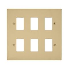 Click Deco VPBR20506 6 Gang GridPro Frontplate Brass