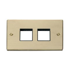 Click Deco VPBR404BK 2 Gang MiniGrid Unfurnished Plate - 2 x 2 Apertures Brass