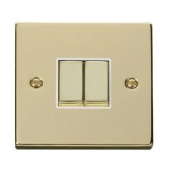 Click Deco VPBR412WH 10AX 2 Gang 2 Way Plate Switch Brass