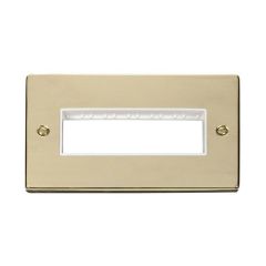 Click Deco VPBR426WH 2 Gang MiniGrid Unfurnished Plate - 6 In-Line Apertures Brass