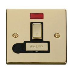 Click Deco VPBR552BK 13A DP Switched FCU With Neon & Optional Flex Outlet Brass