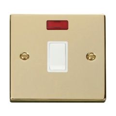 Click Deco VPBR623WH 20A DP Plate Switch With Neon Brass