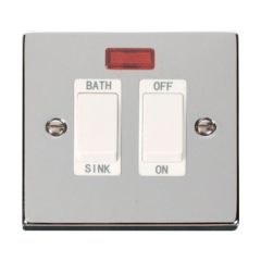 Click Deco VPCH024WH 20A DP Sink/Bath Plate Switch With Neon Chrome