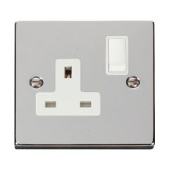 Click Deco VPCH035WH 13A 1 Gang DP Switched Socket Outlet Chrome