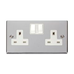 Click Deco VPCH036WH 13A 2 Gang DP Switched Socket Outlet Chrome