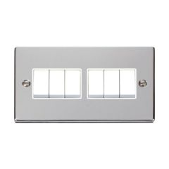 Click Deco VPCH105WH 10AX 6 Gang 2 Way Plate Switch Chrome