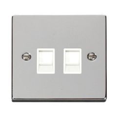 Click Deco Socket RJ45 Twin White Insert Victorian Polished Chrome