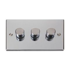 Click Deco VPCH163 3 Gang 2 Way 100W Dimmer Switch Chrome