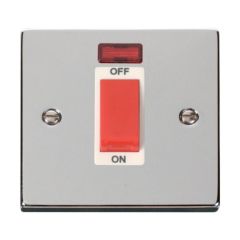 Click Deco VPCH201WH 45A 1 Gang DP Plate Switch With Neon Chrome