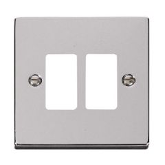Click Deco VPCH20402 2 Gang GridPro Frontplate Chrome