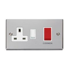 Click Deco VPCH204WH 45A 2 Gang DP Switch With 13A DP Switched Socket Outlet Chrome