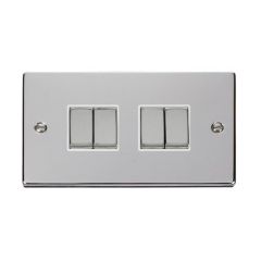 Click Deco VPCH414WH 10AX 4 Gang 2 Way Plate Switch Chrome