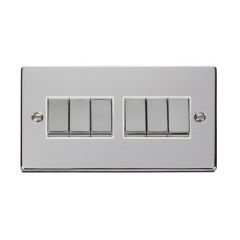 Click Deco VPCH416WH 10AX 6 Gang 2 Way Plate Switch Chrome