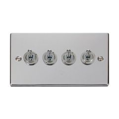 Click Deco VPCH424 10AX 4 Gang 2 Way Toggle Plate Switch Chrome
