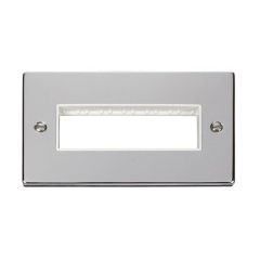 Click Deco VPCH426WH 2 Gang MiniGrid Unfurnished Plate - 6 In-Line Apertures Chrome