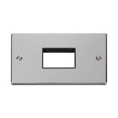 Click Deco VPCH432BK 2 Gang MiniGrid Unfurnished Plate - 3 Apertures Chrome