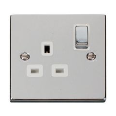 Click Deco VPCH535WH 13A 1 Gang DP Switched Socket Outlet Chrome