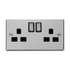 Click Deco VPCH536BK 13A 2 Gang DP Switched Socket Outlet Chrome