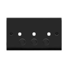 Click Deco VPMB153PL 2 Gang Unfurnished Dimmer Plate & Knobs (1200W Max) - 3 Apertures Matt Black