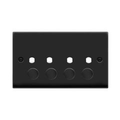Click Deco VPMB154PL 2 Gang Unfurnished Dimmer Plate & Knobs (1600W Max) - 4 Apertures Matt Black