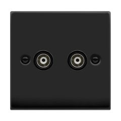 Click Deco VPMB159BK Twin Isolated Coaxial Outlet Matt Black