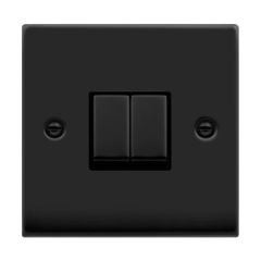 Click Deco VPMB412BK 10AX 2 Gang 2 Way Plate Switch Matt Black