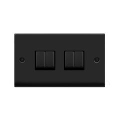 Click Deco VPMB414BK 10AX 4 Gang 2 Way Plate Switch Matt Black