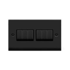 Click Deco VPMB416BK 10AX 6 Gang 2 Way Plate Switch Matt Black